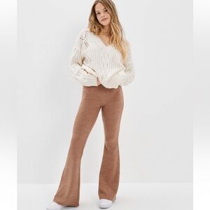 American Eagle Tan Knit Flare Lounge Pants NWOT